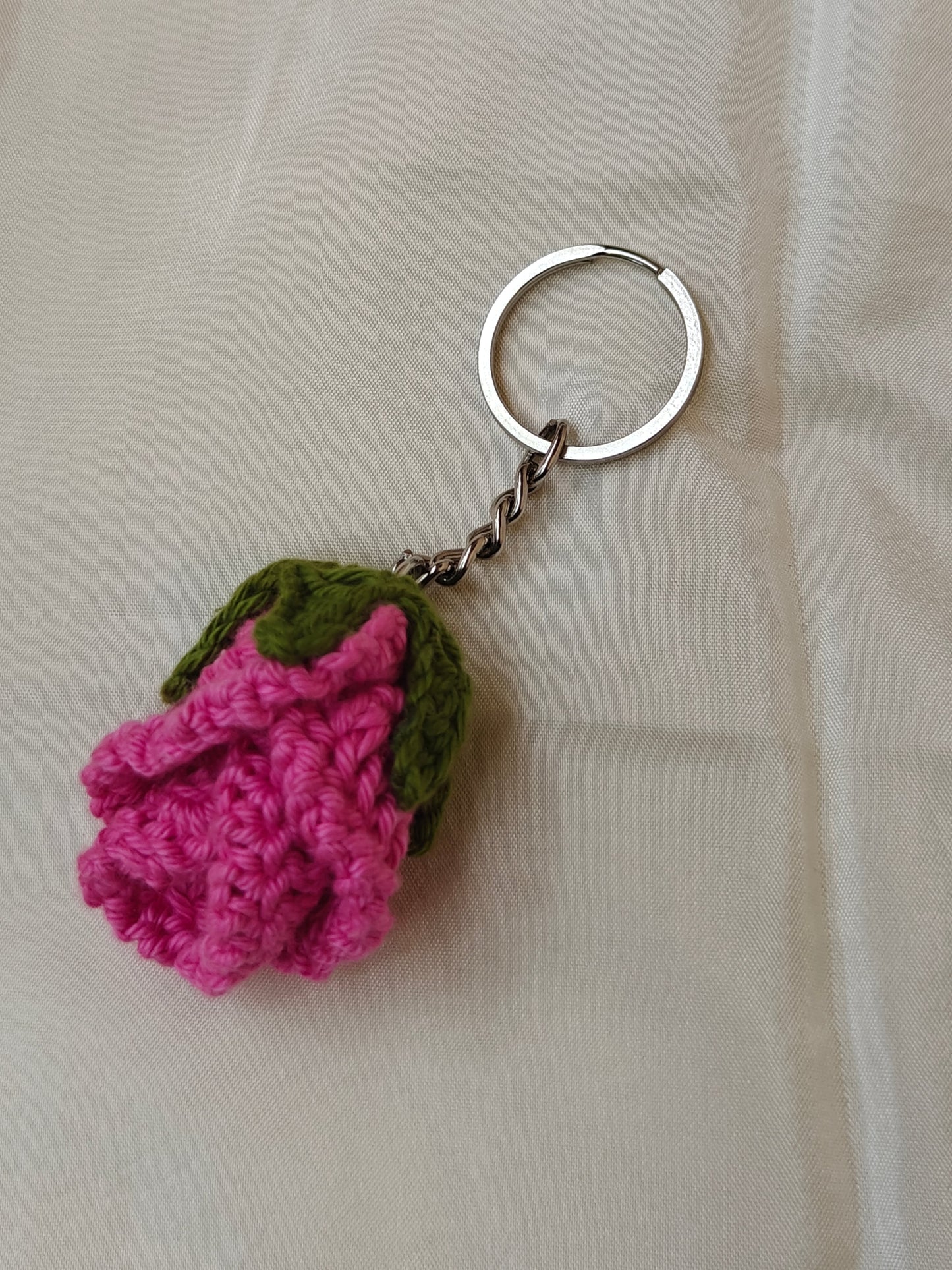 Rose Bud Keychain CrochetByte