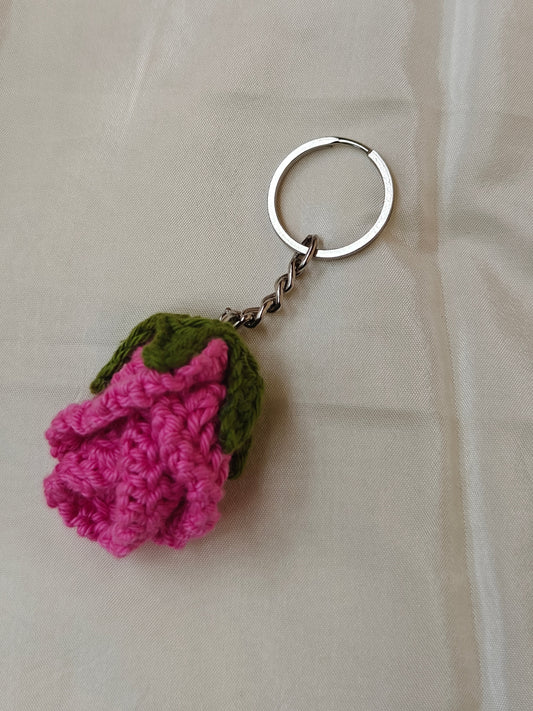 Rose Bud Keychain CrochetByte